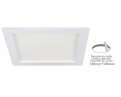 Downlight LED Cuadrado 220x220mm Blanco 25W, Corte 180x180mm. para Techos Lamas